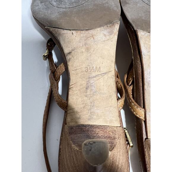 Tory Burch EUC Tan Leather Mira 70mm Logo Slingback Sandals Size 8.5 - Picture 11 of 11